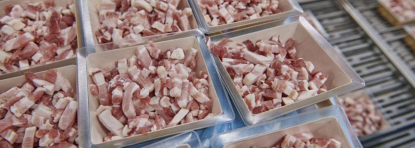 在盘子的新鲜的猪肉肉麻